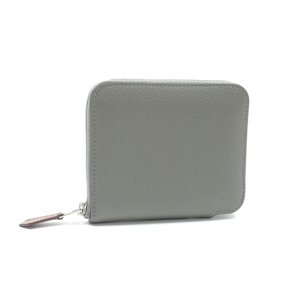 Hermes Azap Compact Silk In Round Wallet for Women, Etoupe Evercolor, B Stamp...